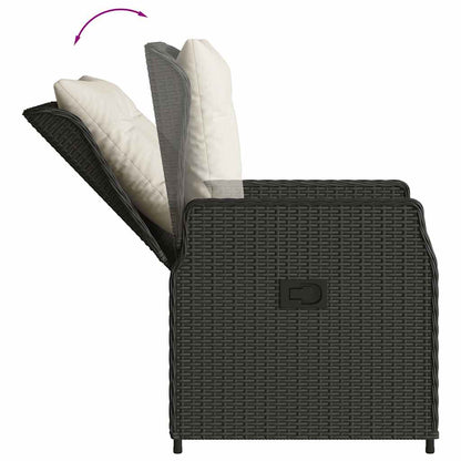 Set da Pranzo da Giardino 3 pz con Cuscini Nero in Polyrattan | homemem39