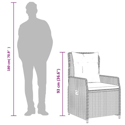 Set da Pranzo da Giardino 3 pz con Cuscini Nero in Polyrattan | homemem39