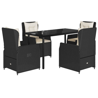 Set da Pranzo da Giardino 5 pz Nero con Cuscini in Polyrattan | homemem39