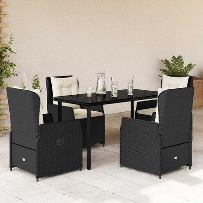 Set da Pranzo da Giardino 5 pz Nero con Cuscini in Polyrattan | homemem39