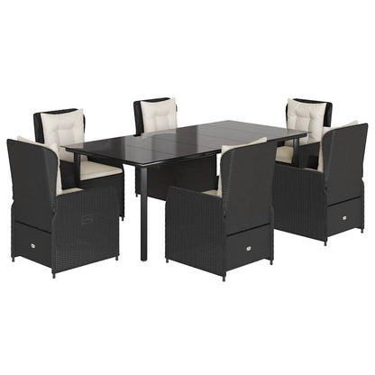 Set da Pranzo da Giardino 7 pz Nero con Cuscini in Polyrattan | homemem39