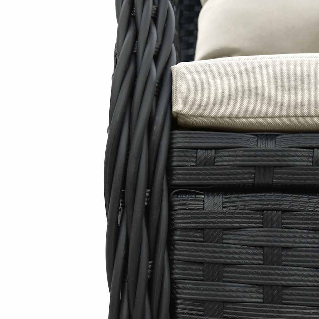 Set da Pranzo da Giardino 7 pz Nero con Cuscini in Polyrattan | homemem39
