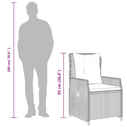Set da Pranzo da Giardino 7 pz Nero con Cuscini in Polyrattan | homemem39