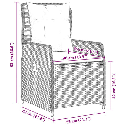 Set da Pranzo da Giardino 5pz con Cuscini in Polyrattan Marrone | homemem39