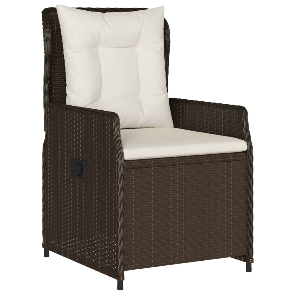 Set da Pranzo da Giardino 3pz con Cuscini in Polyrattan Marrone | homemem39