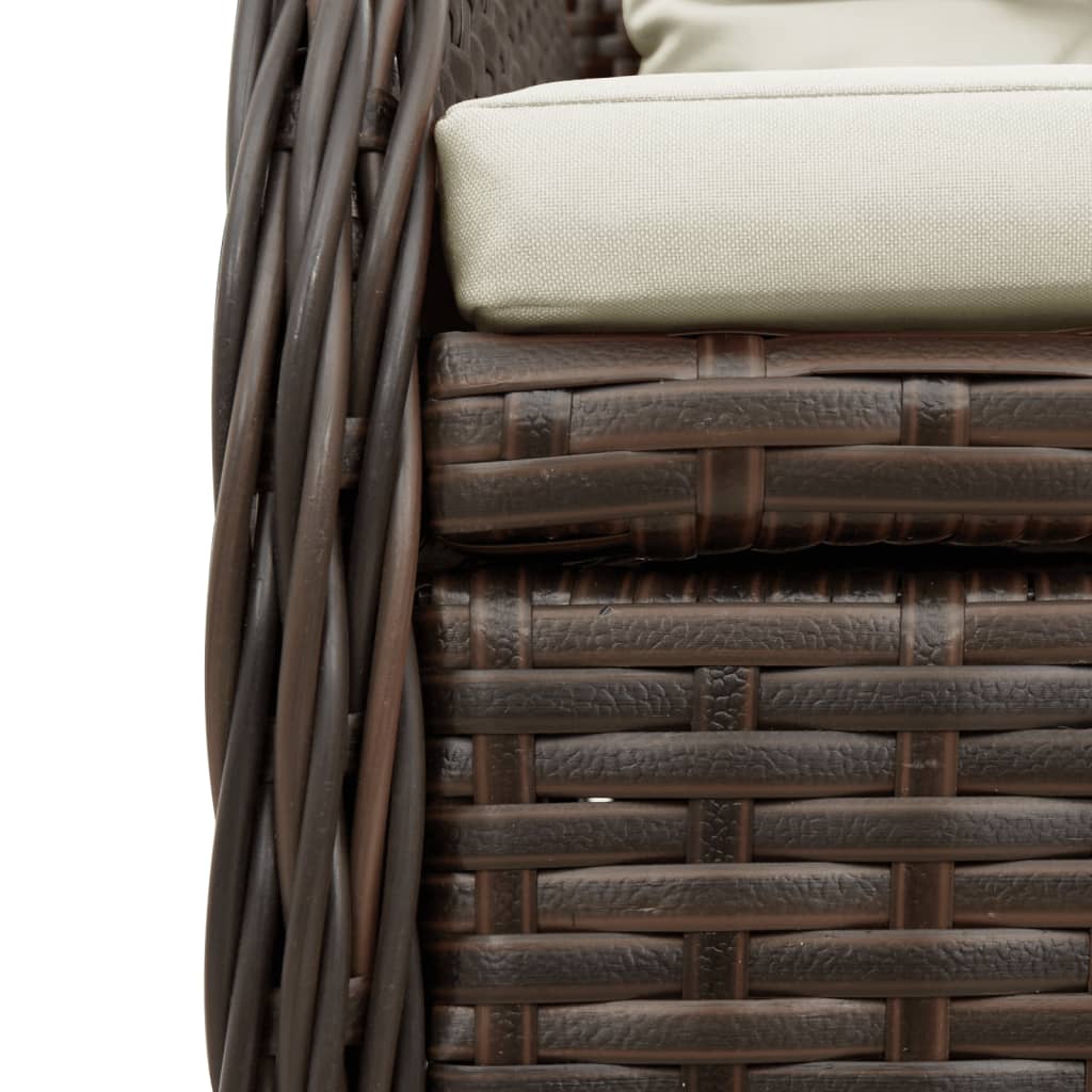 Set da Pranzo da Giardino 3pz con Cuscini in Polyrattan Marrone | homemem39