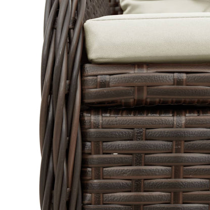Set da Pranzo da Giardino 3pz con Cuscini in Polyrattan Marrone | homemem39