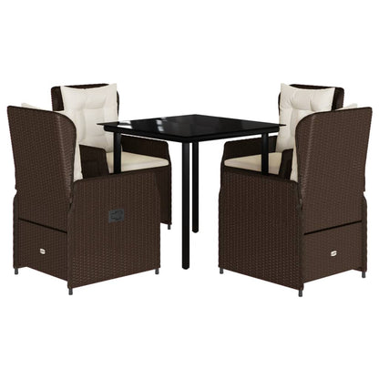 Set da Pranzo da Giardino 5pz con Cuscini in Polyrattan Marrone | homemem39