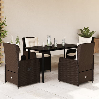 Set da Pranzo da Giardino 5pz con Cuscini in Polyrattan Marrone | homemem39