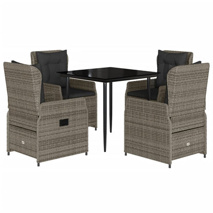 Set da Pranzo da Giardino 5 pz con Cuscini in Polyrattan Grigio | homemem39