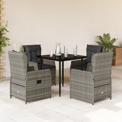 Set da Pranzo da Giardino 5 pz con Cuscini in Polyrattan Grigio | homemem39