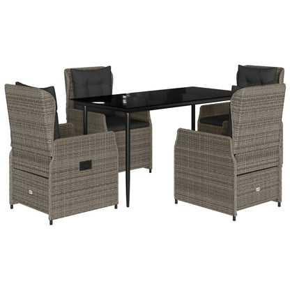Set da Pranzo da Giardino 5 pz con Cuscini in Polyrattan Grigio | homemem39
