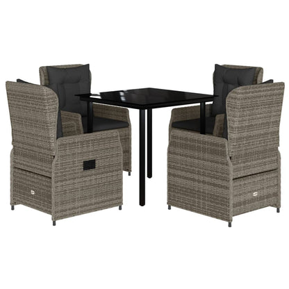 Set da Pranzo da Giardino 5 pz con Cuscini in Polyrattan Grigio | homemem39