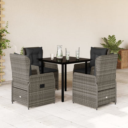 Set da Pranzo da Giardino 5 pz con Cuscini in Polyrattan Grigio | homemem39