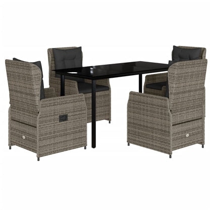Set da Pranzo da Giardino 5 pz con Cuscini in Polyrattan Grigio | homemem39