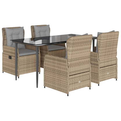 Set da Pranzo da Giardino 5 pz con Cuscini Beige in Polyrattan - homemem39
