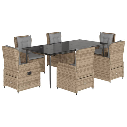 Set da Pranzo da Giardino 7 pz con Cuscini Beige in Polyrattan - homemem39