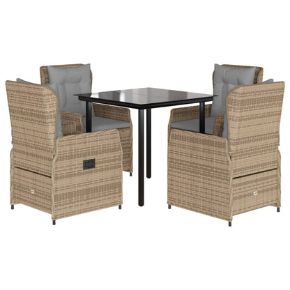 Set da Pranzo da Giardino 5 pz con Cuscini Beige in Polyrattan - homemem39