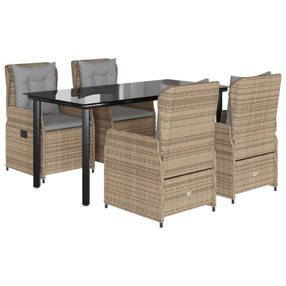 Set da Pranzo da Giardino 5 pz con Cuscini Beige in Polyrattan - homemem39