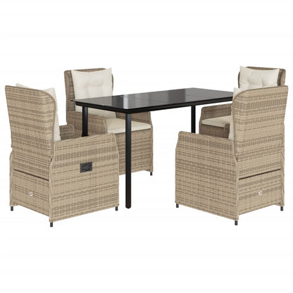 Set da Pranzo da Giardino 5 pz con Cuscini Beige in Polyrattan - homemem39