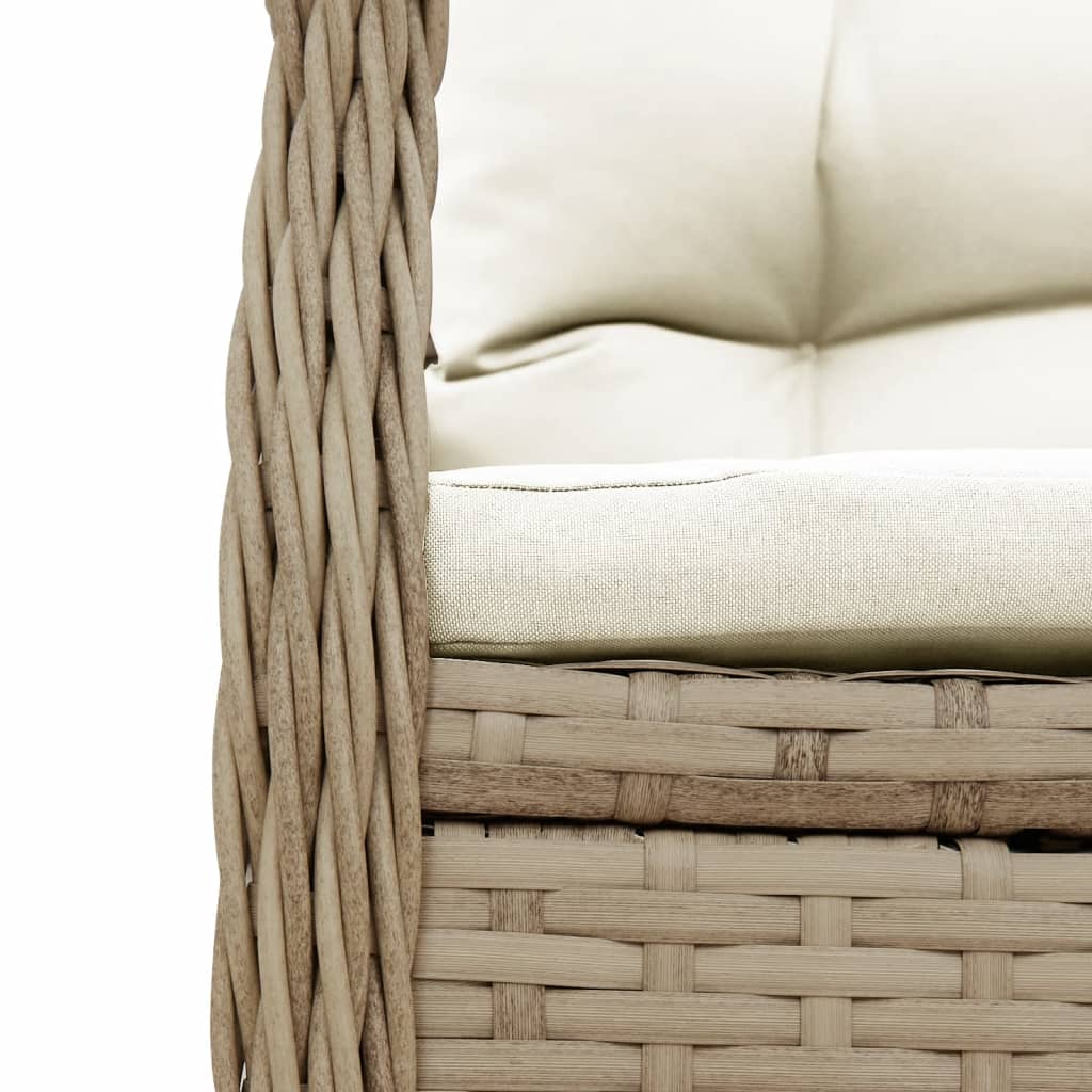 Set da Pranzo da Giardino 7 pz con Cuscini Beige in Polyrattan - homemem39