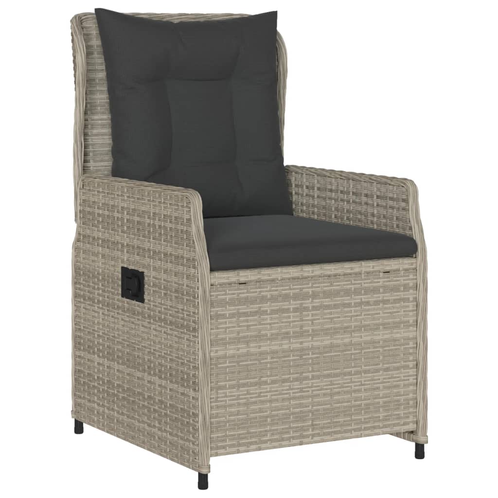 Set Pranzo da Giardino 5pz con Cuscini Grigio Chiaro Polyrattan | homemem39
