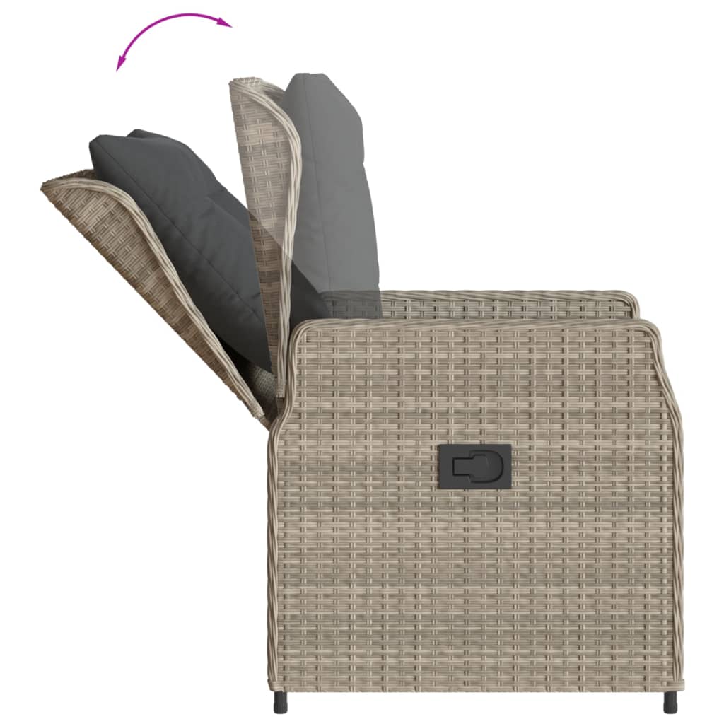 Set Pranzo da Giardino 5pz con Cuscini Grigio Chiaro Polyrattan | homemem39