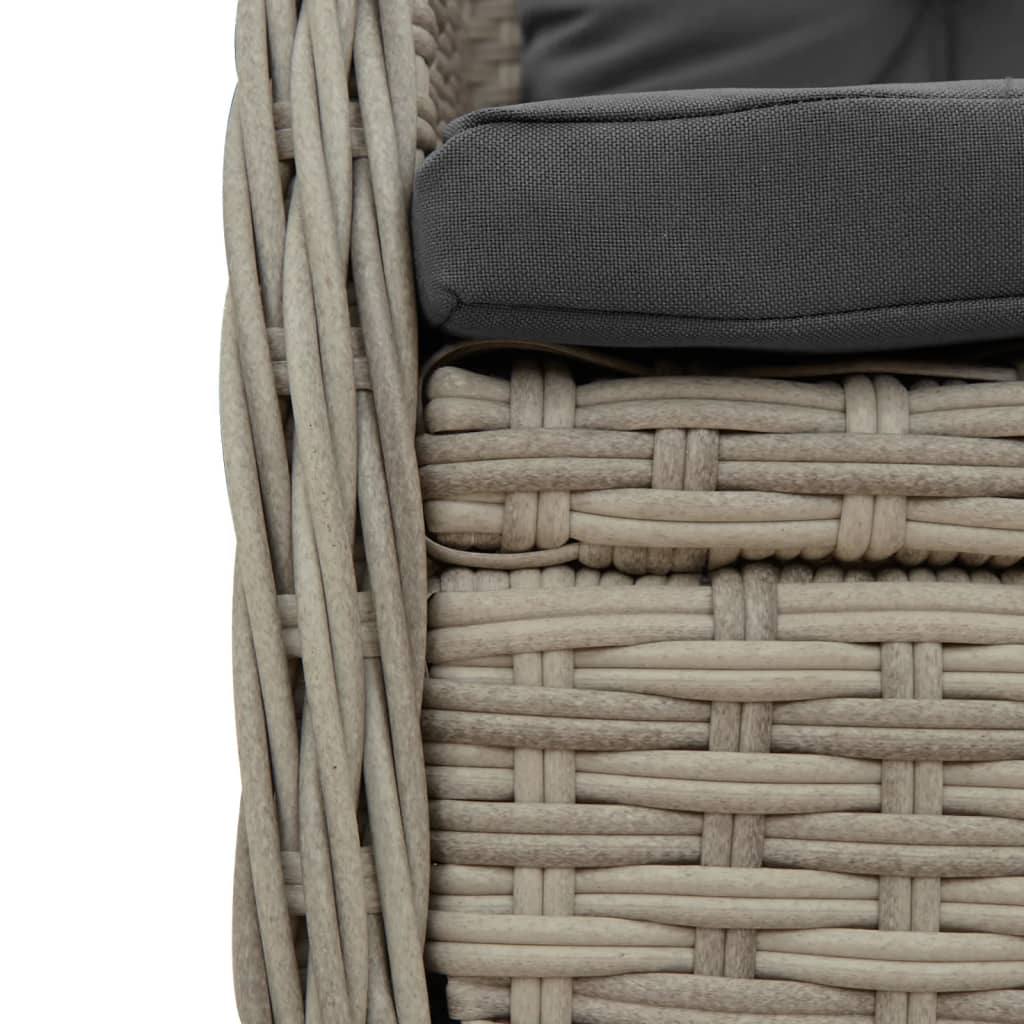 Set Pranzo da Giardino 5pz con Cuscini Grigio Chiaro Polyrattan | homemem39