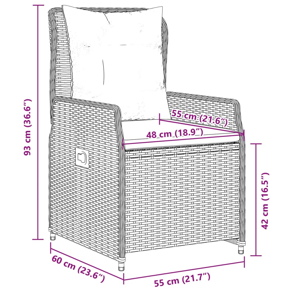 Set Pranzo da Giardino 5pz con Cuscini Grigio Chiaro Polyrattan | homemem39