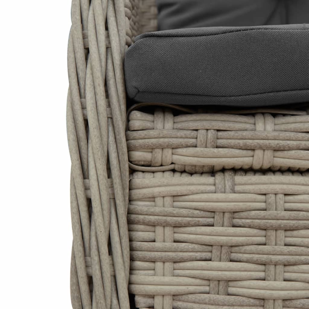 Set Pranzo da Giardino 5pz con Cuscini Grigio Chiaro Polyrattan | homemem39