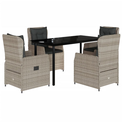 Set Pranzo da Giardino 5pz con Cuscini Grigio Chiaro Polyrattan - homemem39