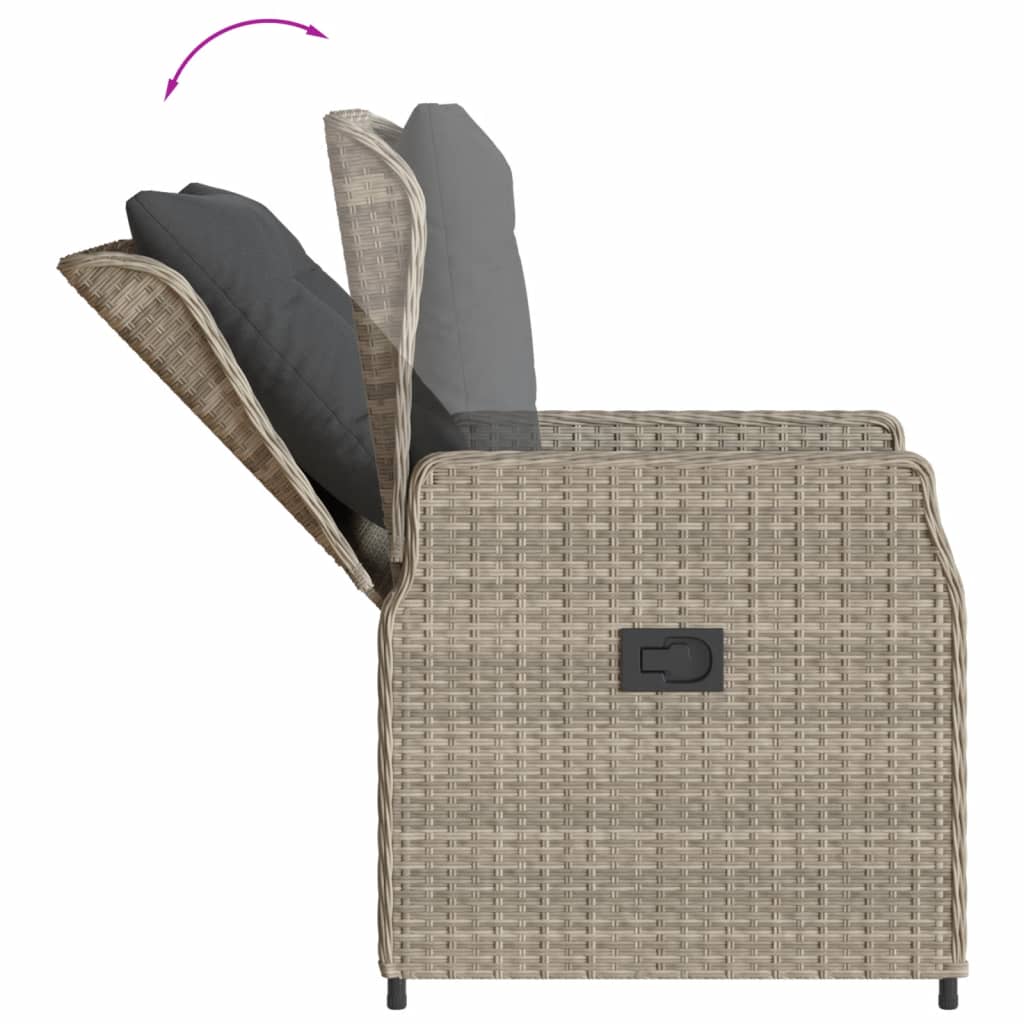 Set Pranzo da Giardino 9pz con Cuscini Grigio Chiaro Polyrattan - homemem39