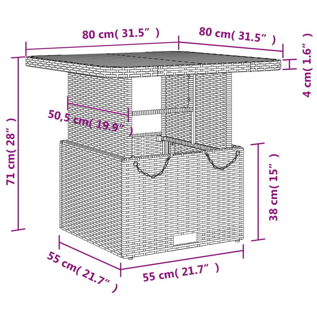 Set da Pranzo da Giardino 5 pz con Cuscini in Polyrattan Grigio | homemem39