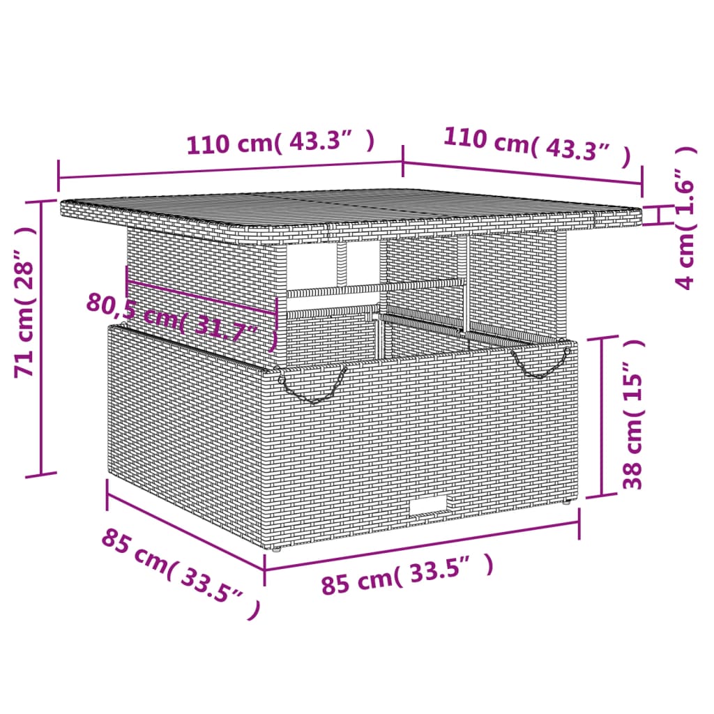 Set da Pranzo da Giardino 5 pz con Cuscini in Polyrattan Grigio | homemem39