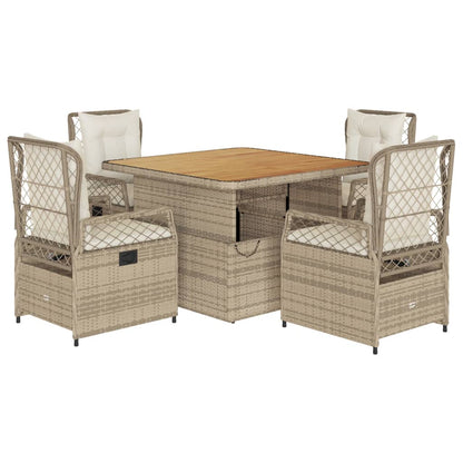 Set da Pranzo da Giardino 5 pz con Cuscini Beige in Polyrattan | homemem39