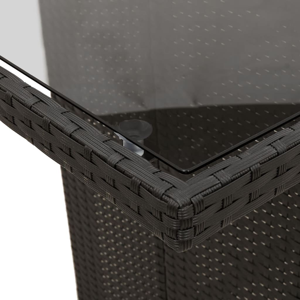 Set da Pranzo da Giardino 7 pz Nero con Cuscini in Polyrattan | homemem39
