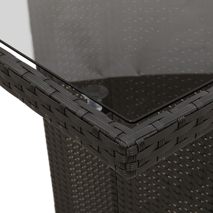 Set da Pranzo da Giardino 7 pz Nero con Cuscini in Polyrattan | homemem39