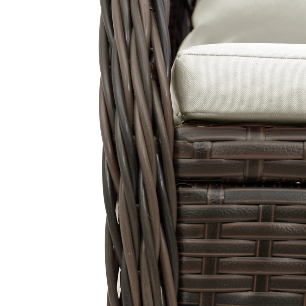 Set da Pranzo da Giardino 7pz con Cuscini in Polyrattan Marrone | homemem39