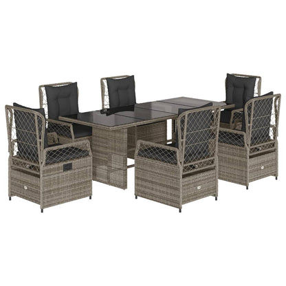 Set da Pranzo da Giardino 7 pz con Cuscini in Polyrattan Grigio - homemem39