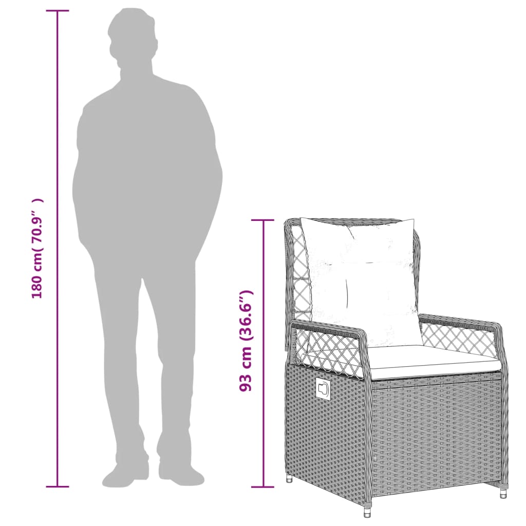 Set da Pranzo da Giardino 9 pz con Cuscini in Polyrattan Grigio - homemem39