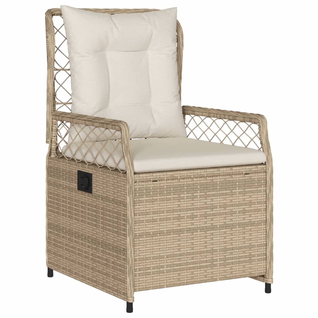 Set da Pranzo da Giardino 9 pz con Cuscini Beige in Polyrattan
