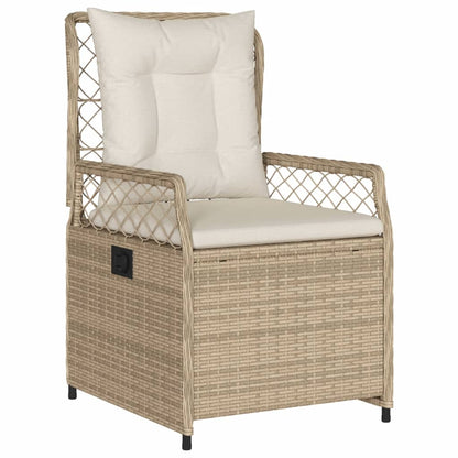 Set da Pranzo da Giardino 9 pz con Cuscini Beige in Polyrattan