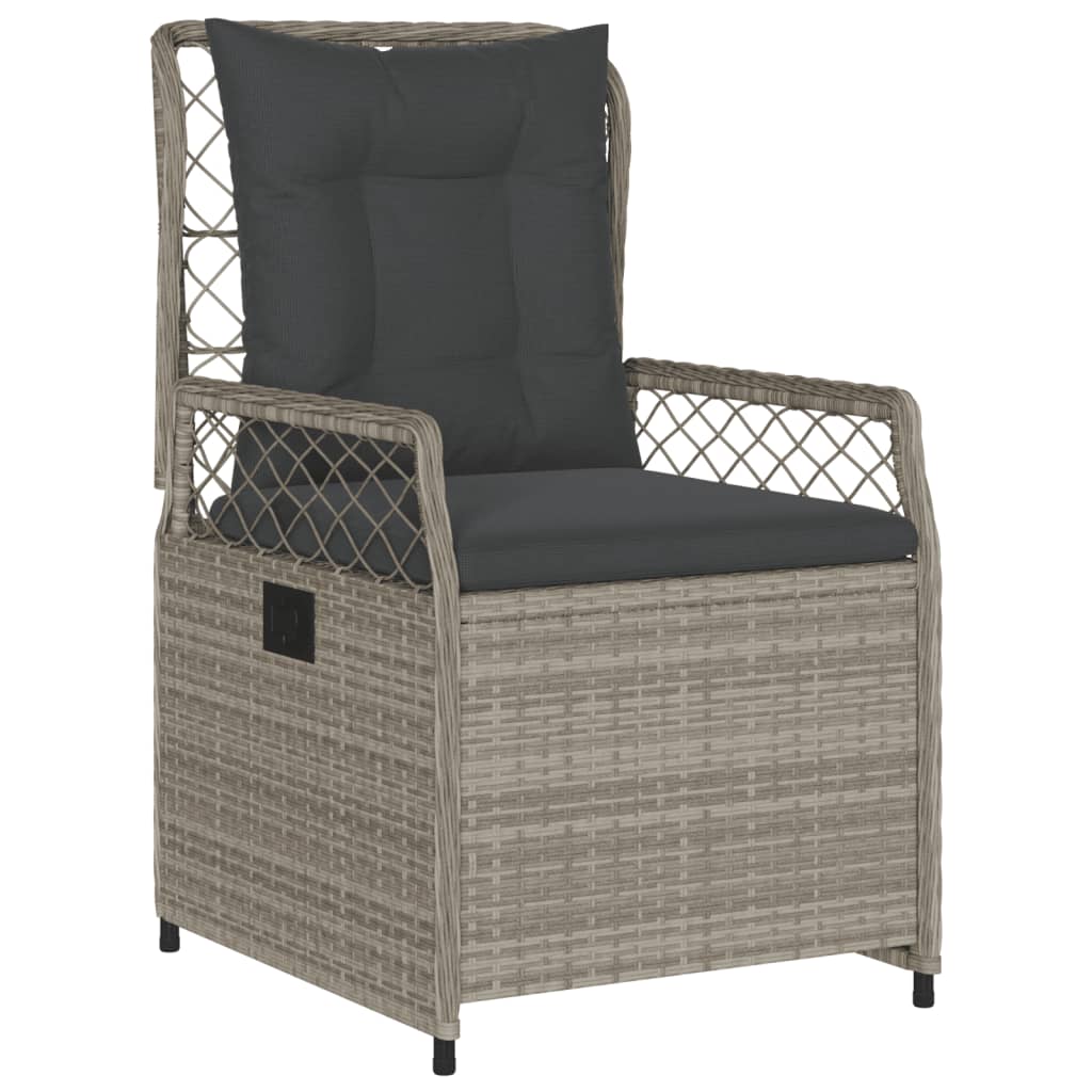 Set Pranzo da Giardino 9pz con Cuscini Grigio Chiaro Polyrattan | homemem39