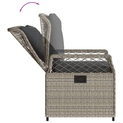 Set Pranzo da Giardino 9pz con Cuscini Grigio Chiaro Polyrattan | homemem39
