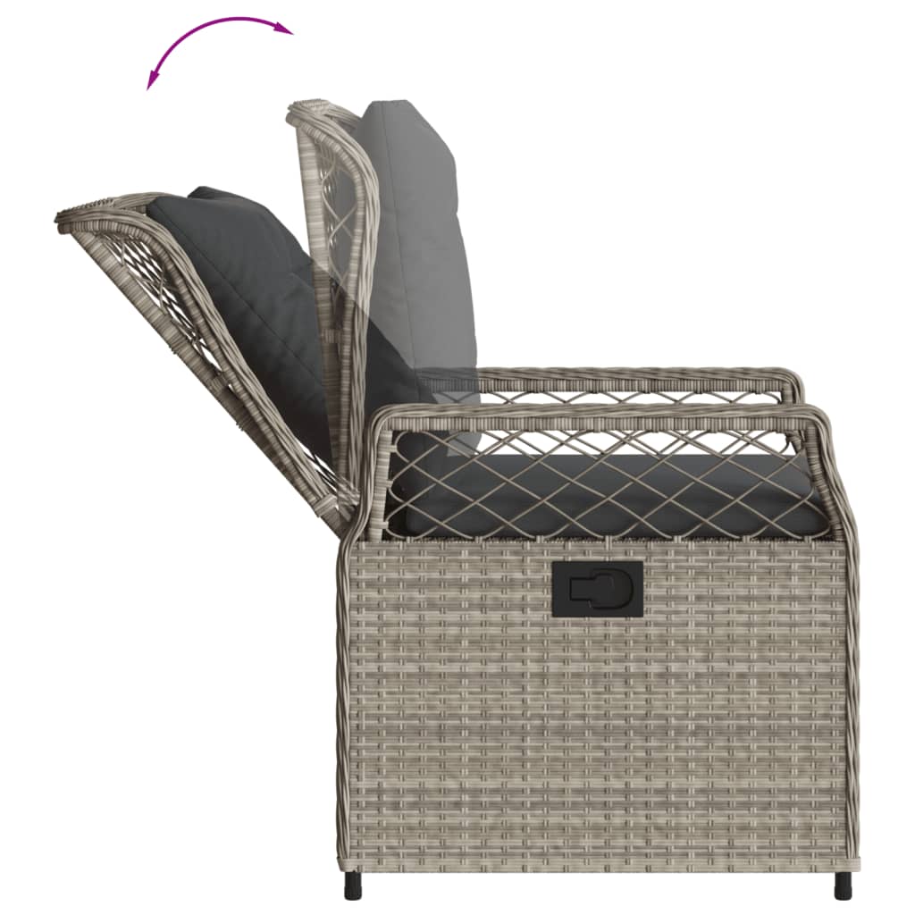 Set Pranzo da Giardino 9pz con Cuscini Grigio Chiaro Polyrattan - homemem39