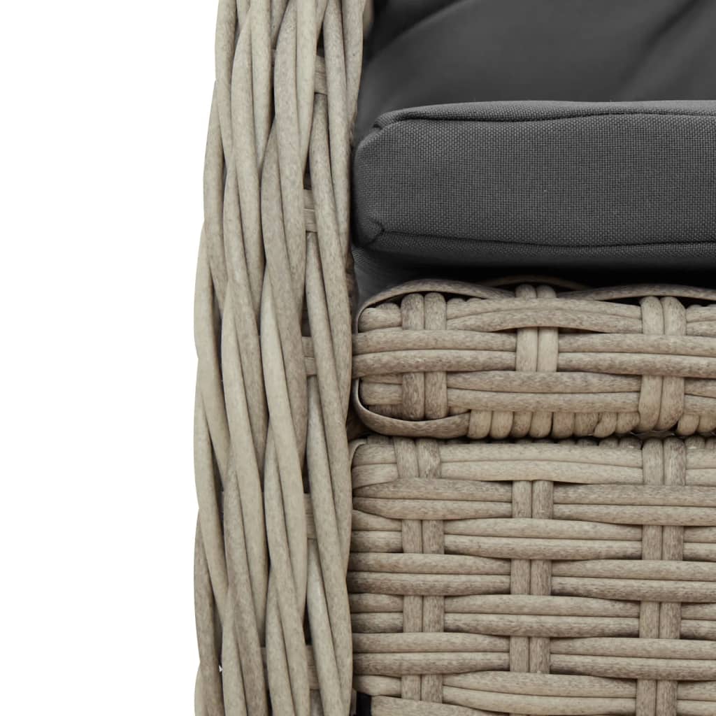 Set Pranzo da Giardino 9pz con Cuscini Grigio Chiaro Polyrattan | homemem39