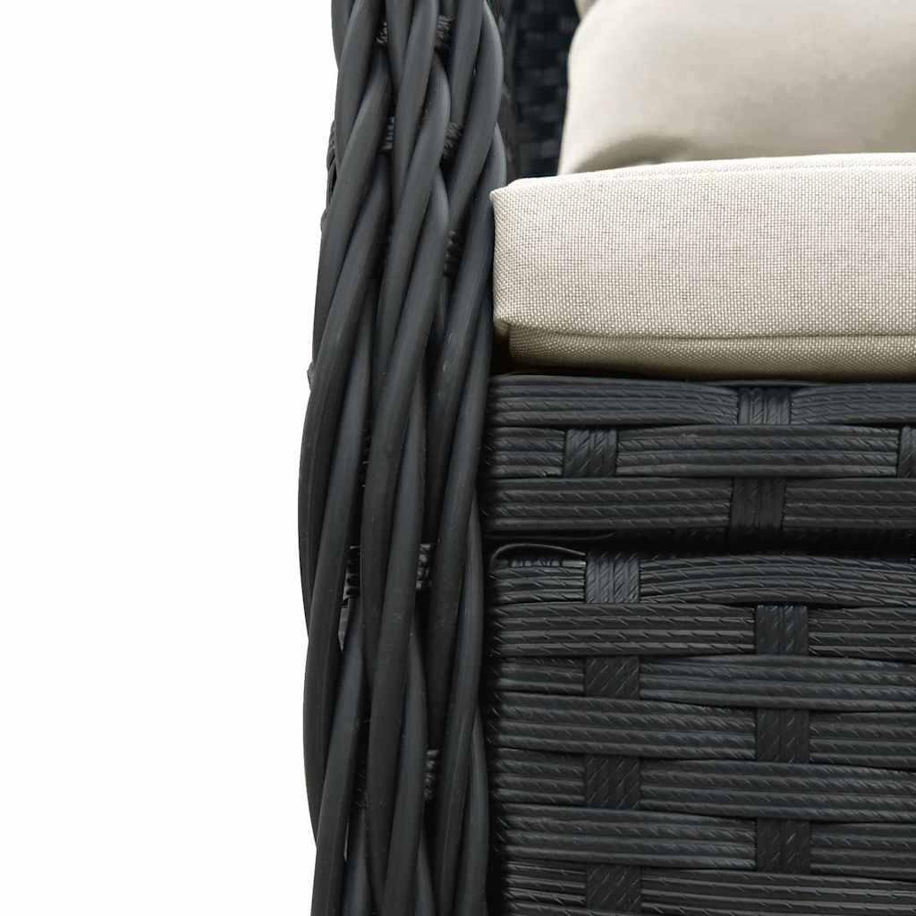 Set da Pranzo da Giardino 5 pz Nero con Cuscini in Polyrattan | homemem39