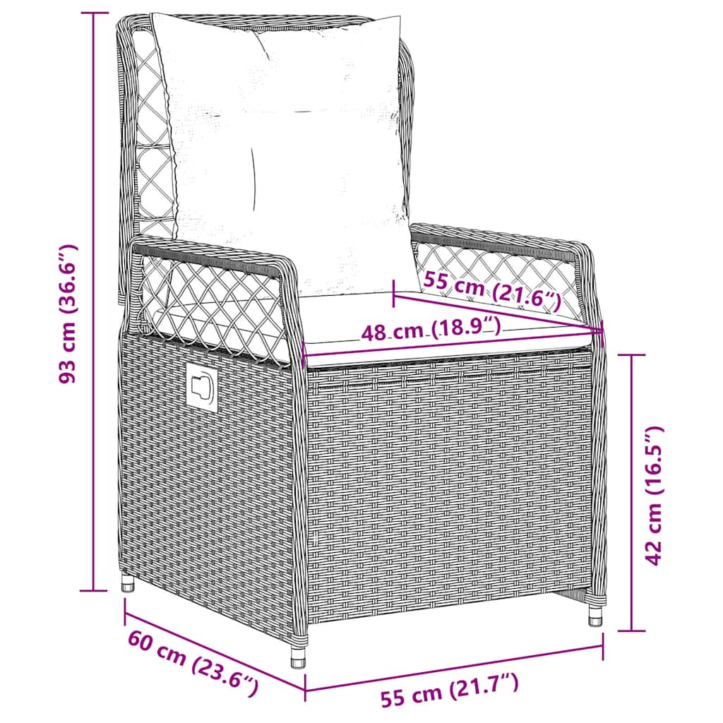 Set da Pranzo da Giardino 5 pz Nero con Cuscini in Polyrattan | homemem39