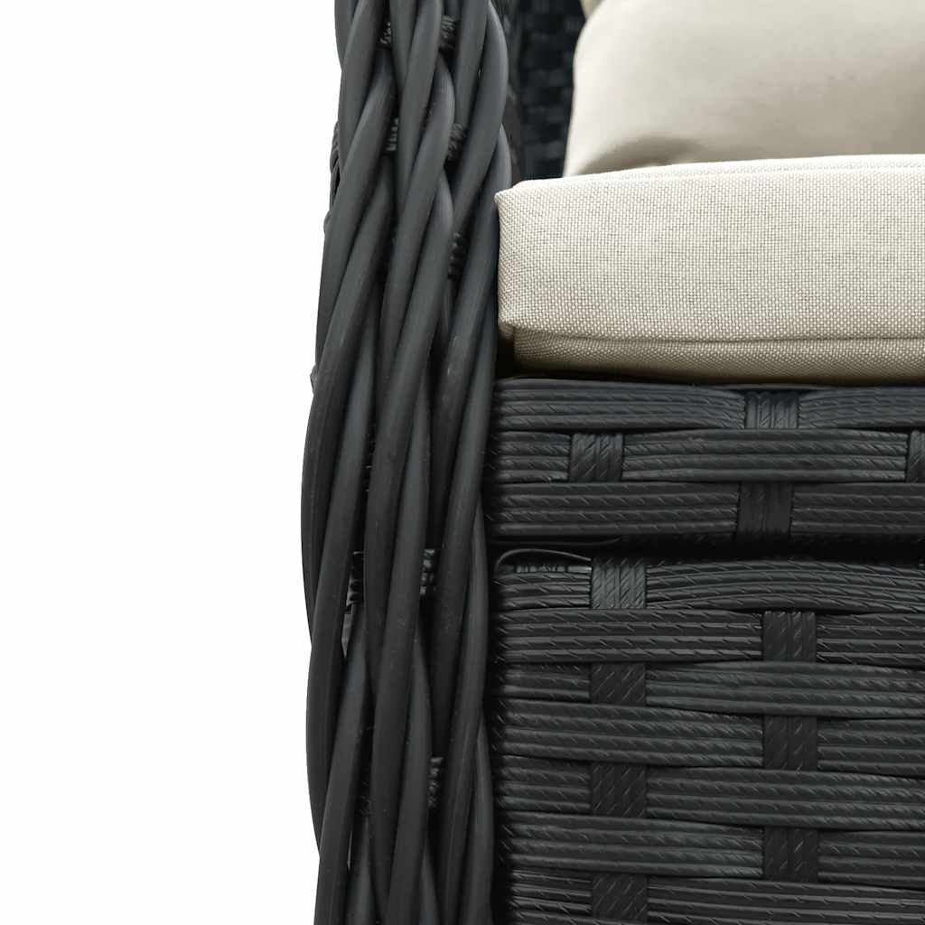 Set da Pranzo da Giardino 5 pz Nero con Cuscini in Polyrattan | homemem39