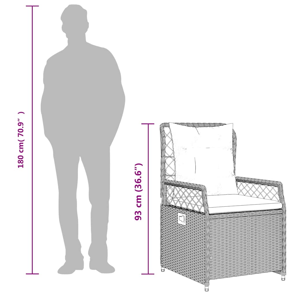 Set da Pranzo da Giardino 5 pz Nero con Cuscini in Polyrattan | homemem39